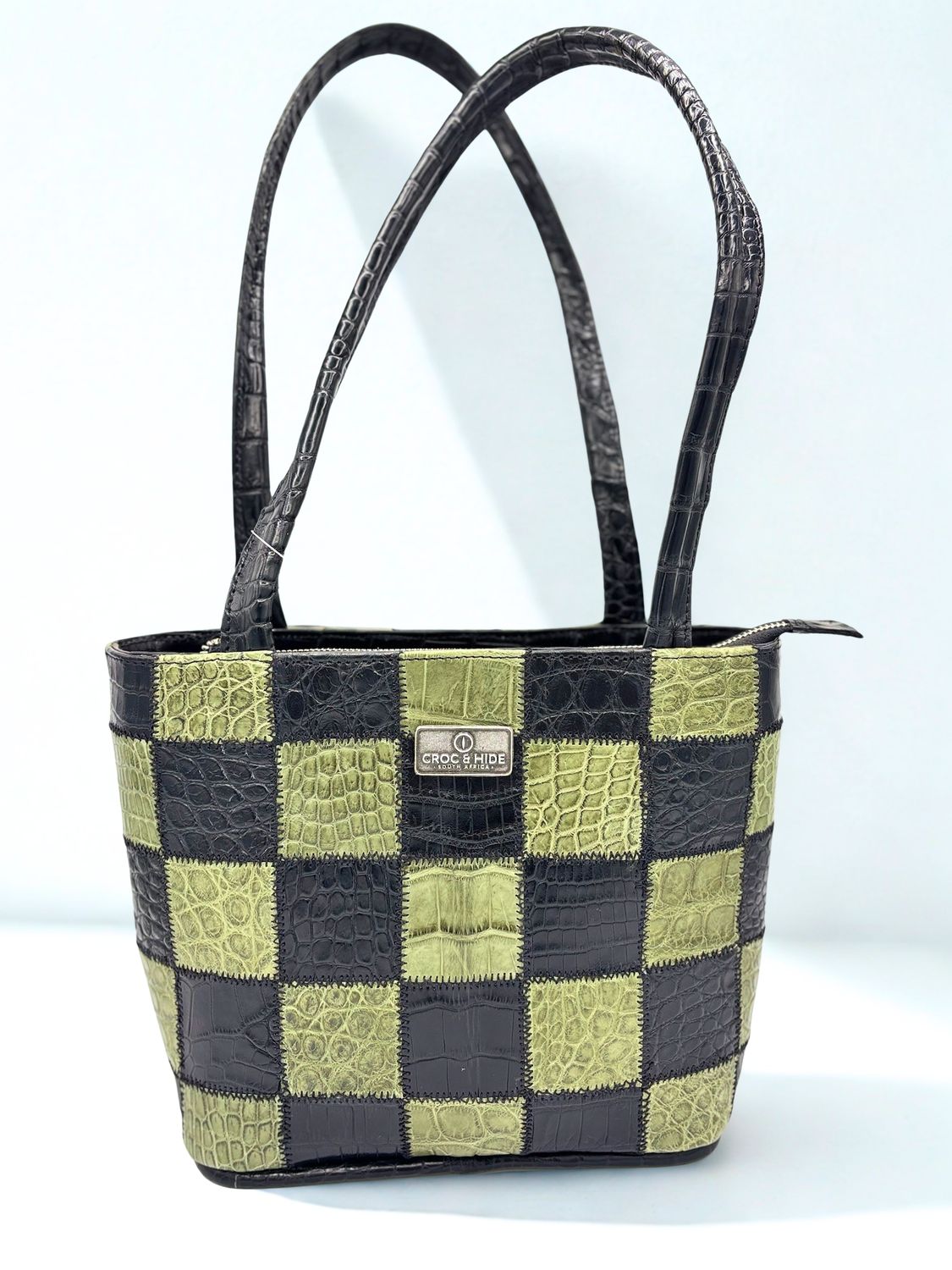 COLOURBLOCK SMALL TOTE BAG, COLOUR: GREEN &amp; BLACK