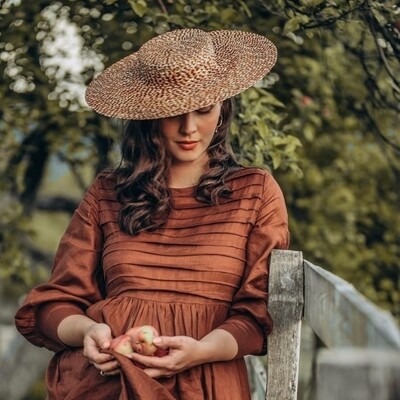 Cottagecore Style Cartwheel Natural Melange Wheat Straw Hat