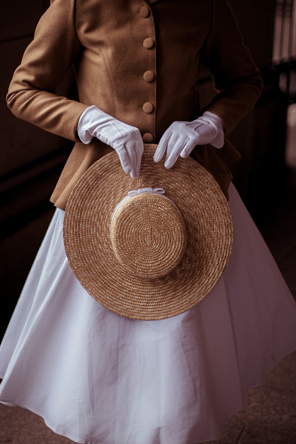 Edwardian Inspired Cartwheel 100% Natural Wheat Straw Hat