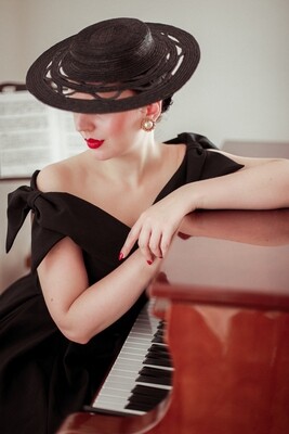 Handwoven Black Straw Edwardian Style Hat