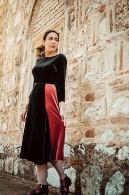 A Two-Coloured Medieval Inspired Velvet Dress