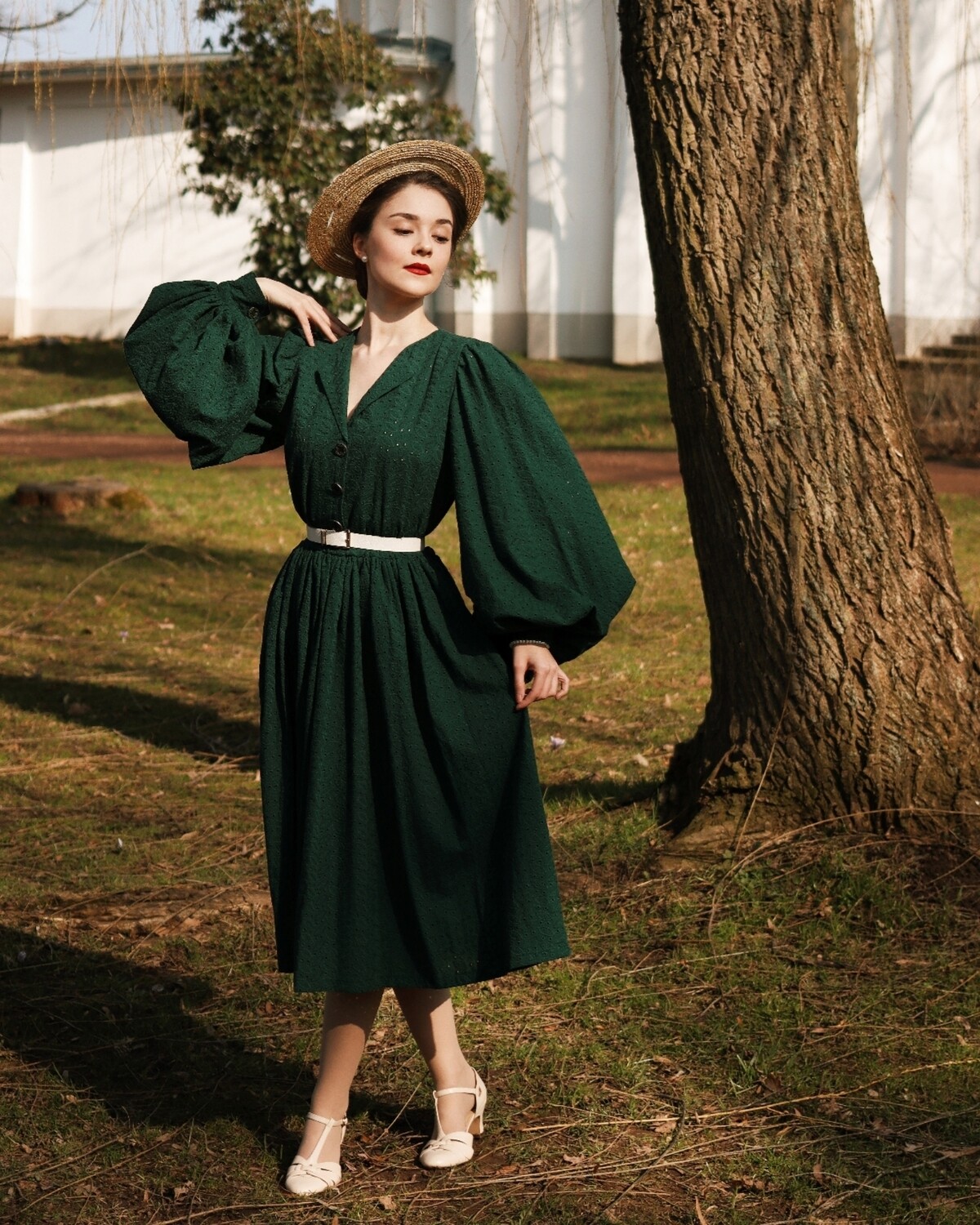 A Perfect Cottagecore Style Bishop Sleeves Embroidered Dress