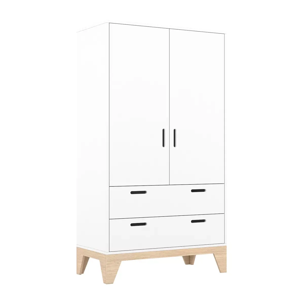 Uitklapbaar bed 60x120 en  Mia kledingkast - Wit en hout