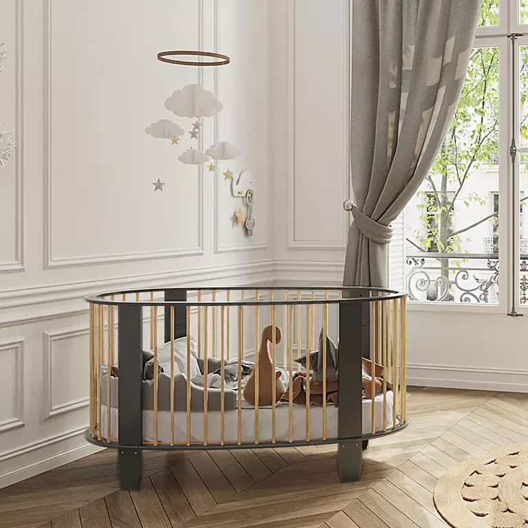 Ei bed  Antracietgrijs en hout