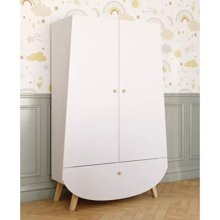 Kleiderschrank 2 Türen 1 Schublade Trapeze Anthrazitgrau