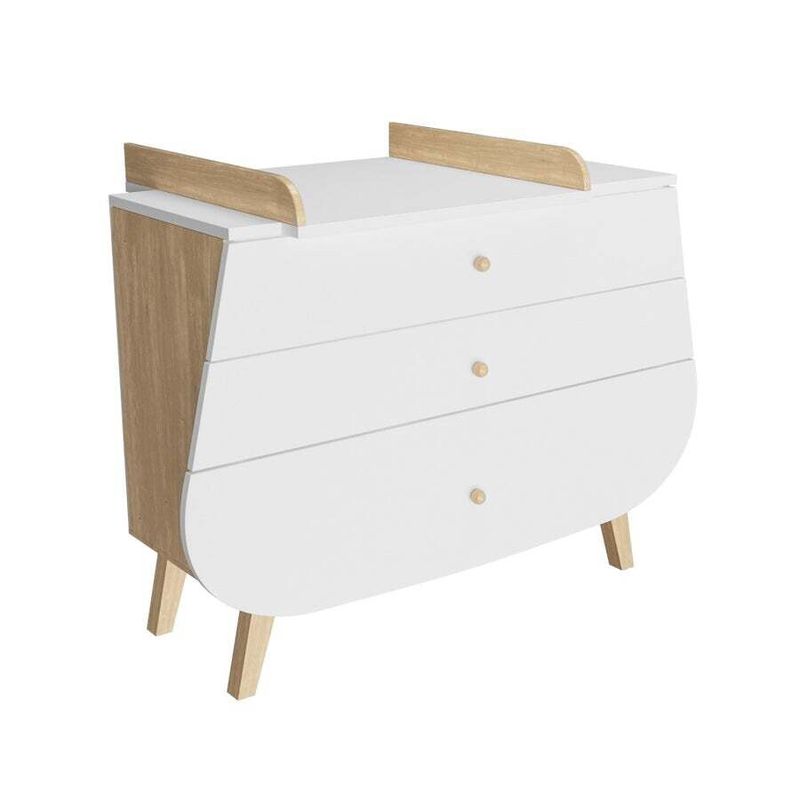 Complete slaapkamer babybed commode en kledingkast Trapeze wit/hout