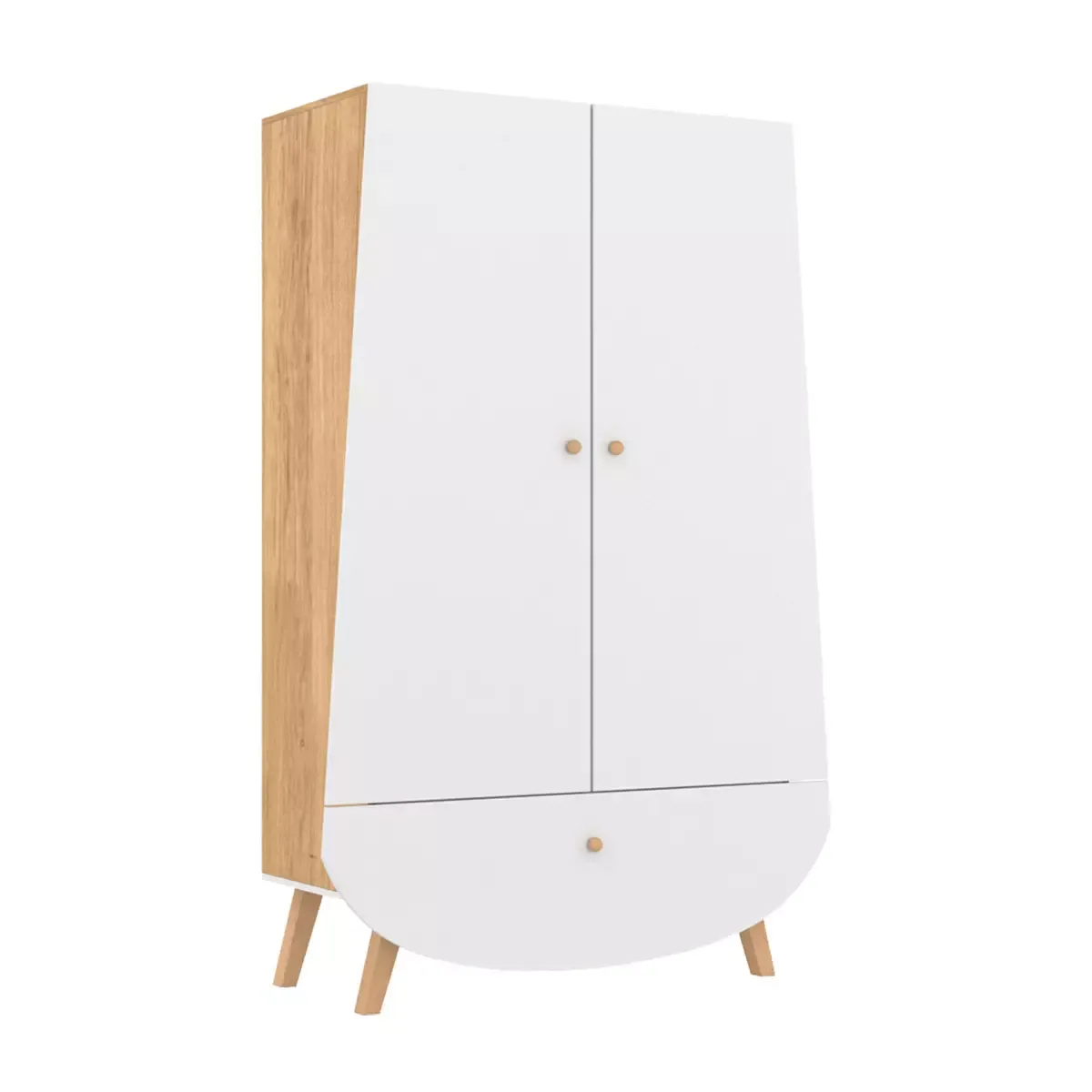 Complete slaapkamer babybed commode en kledingkast Trapeze wit/hout