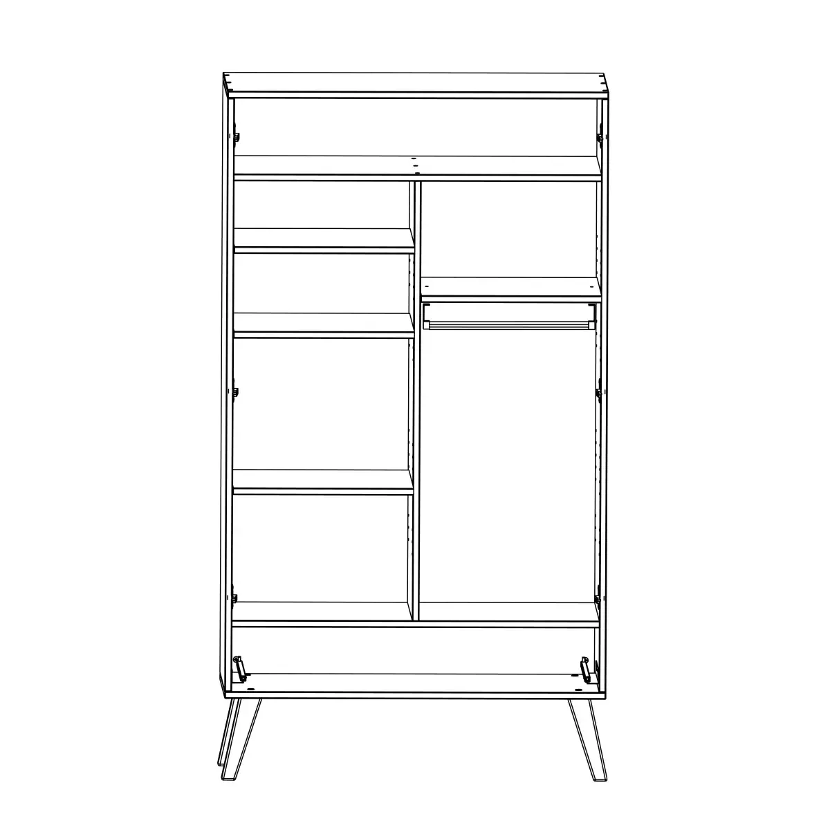 Complete slaapkamer babybed commode en kledingkast Trapeze wit/hout