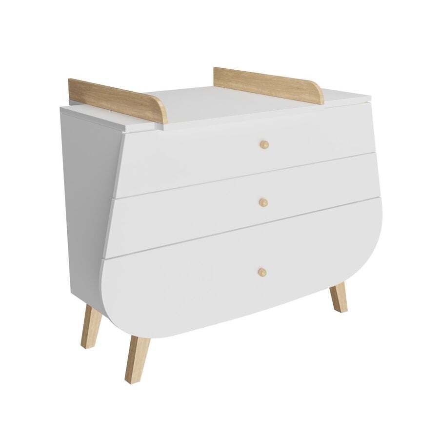 Complete slaapkamer babybed commode en kledingkast Trapeze wit