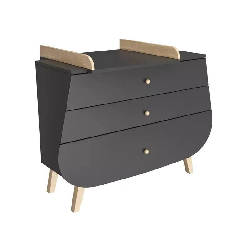 Complete slaapkamer babybed commode en kledingkast  Trapeze Antracietgrijs