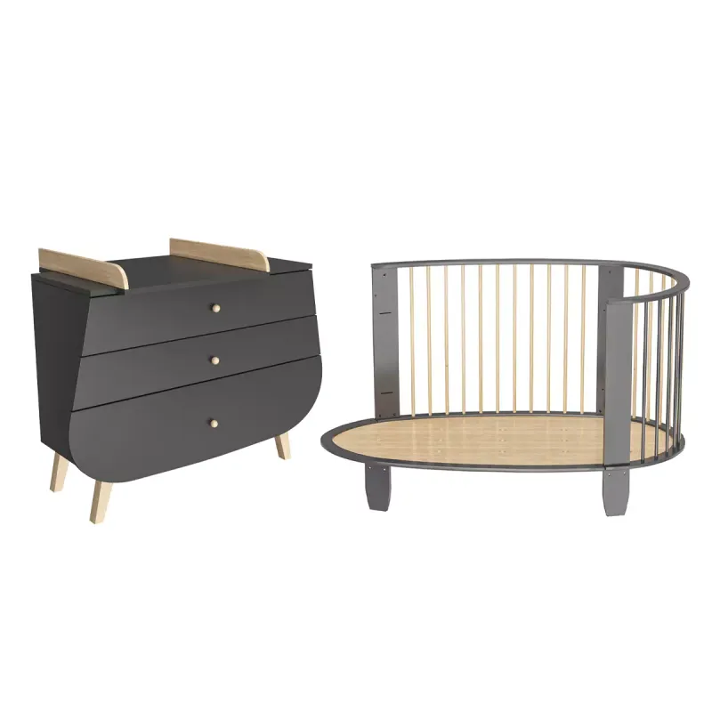 Cama ajustable con colchón y cómoda incluidos