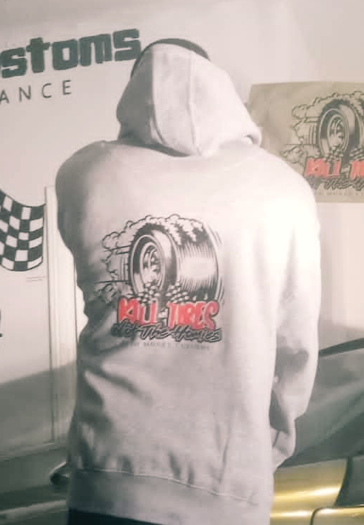 SMOKIN&#39; TIRES #KTNTH GREY HOODIE LARGE