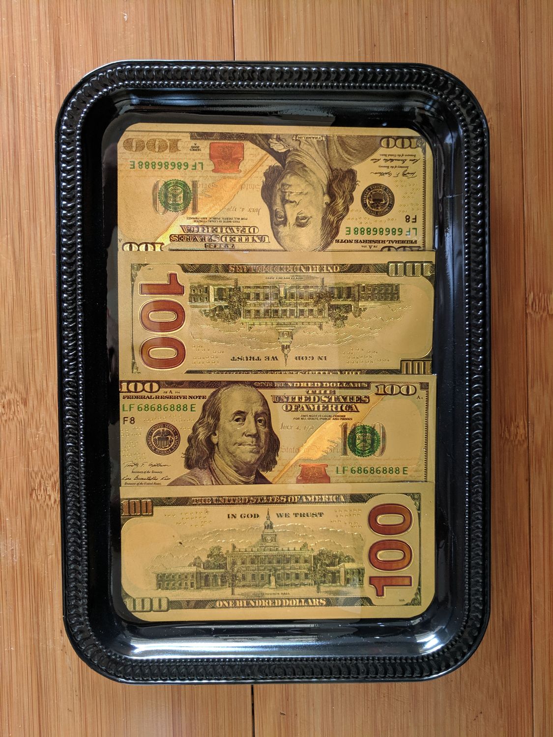 $100 24k Gold Bill Serving Tray