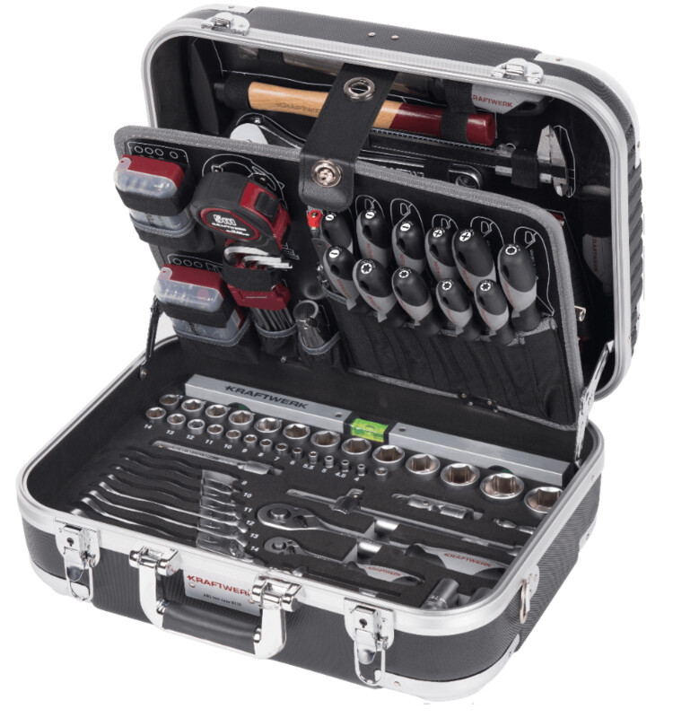 Coffret d'outils en ABS  B100, 1/4" + 1/2", 170 pcs Kraftwerk