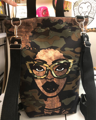 Fashion Fro Camo Convertible Backpack Tote