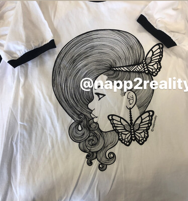 (Unisex Small) Butterfly Pony Black/White  T-Shirt