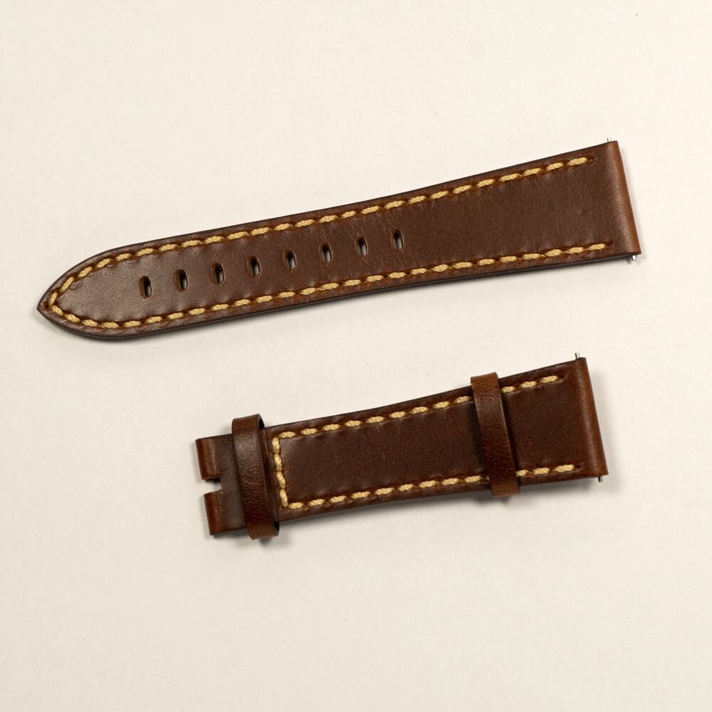 Tabaco color Genuine Leather strap without buckle, Color: Tabaco