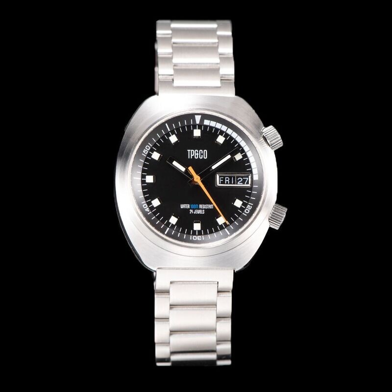 Vintage Retro Mechancial Watch 38 mm TP & CO collab watch dual crown style NH36
