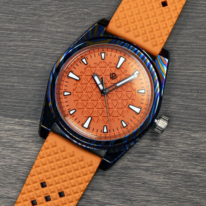 Swiss Made V2 Orange Timascus Basilea Collection 39 mm automatic wristwatch Soprod M100