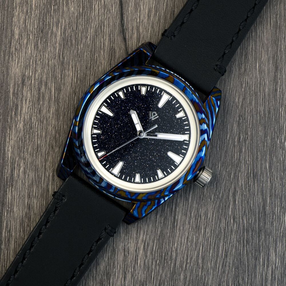 Swiss Made V2 BGW9 aventurine dial Lumed chapter ring Timascus Basilea Collection 39 mm automatic wristwatch Soprod M100