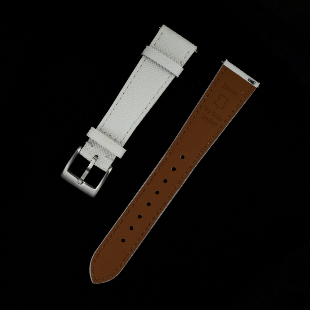 Saffiano Leather strap with steel buckle - 20 mm