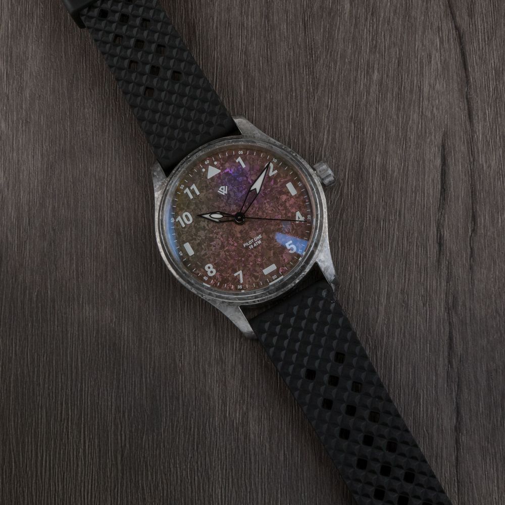 Anniversary Flieger Watch by Wicked Watch Full Crystalized Titanium Rainbow