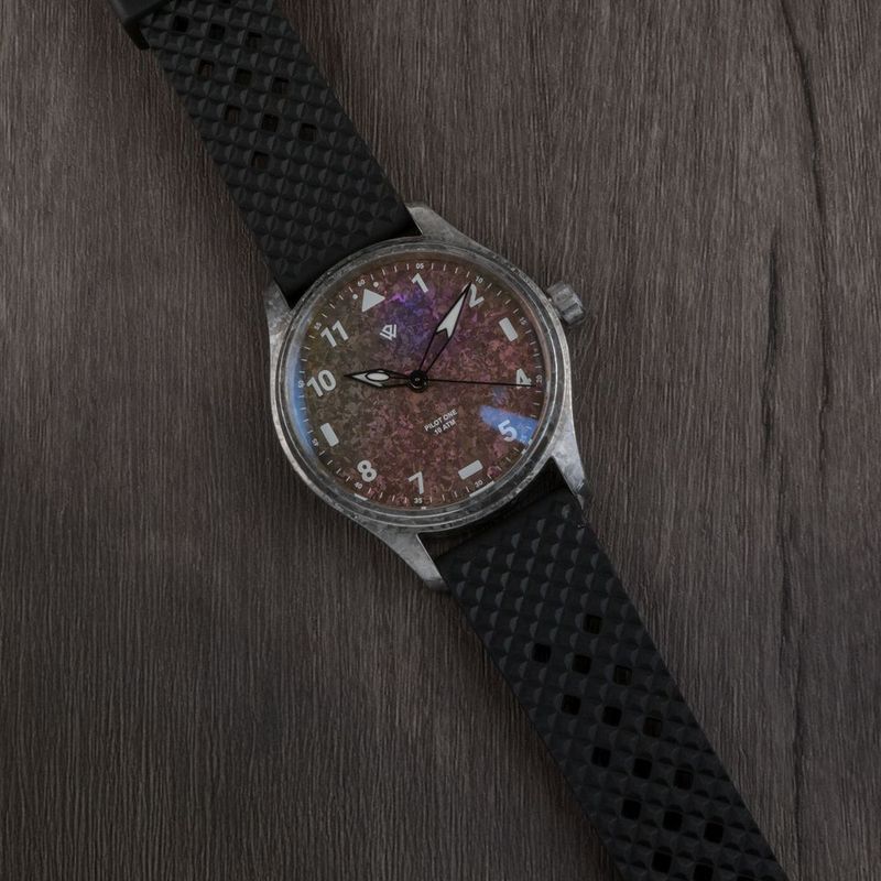 Anniversary Flieger Watch by Wicked Watch Full Crystalized Titanium Rainbow