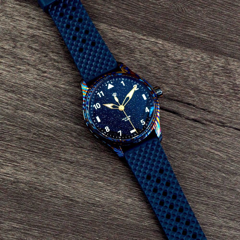 Anniversary Flieger Watch by Wicked Watch Timascus Aventurine