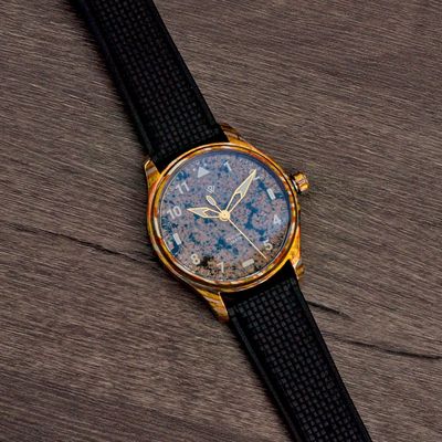 PRE ORDER Anniversary Flieger Watch by Wicked Watch Mokume Gane Flower Granite