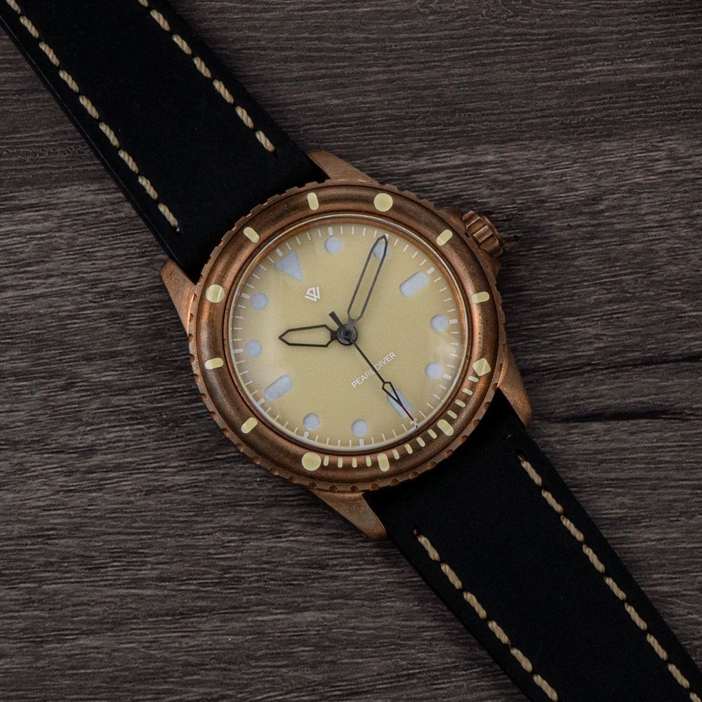 Swiss Made Bronze PEARL DIVER Old radium Lume block dial STP1-11 date