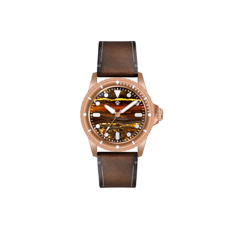 Swiss Made Bronze PEARL DIVER — Tiger Iron Stone Dial