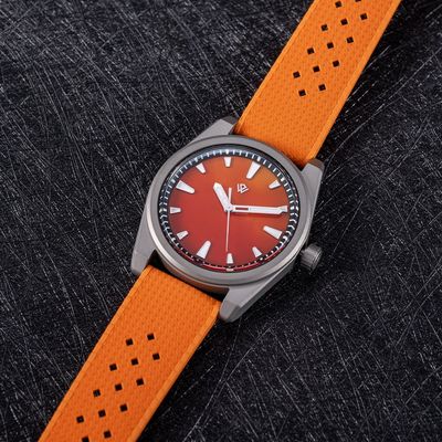 Basilea 39 mm – Orange Agate Stone Dial, Grade 5 Titanium, Soprod M100
