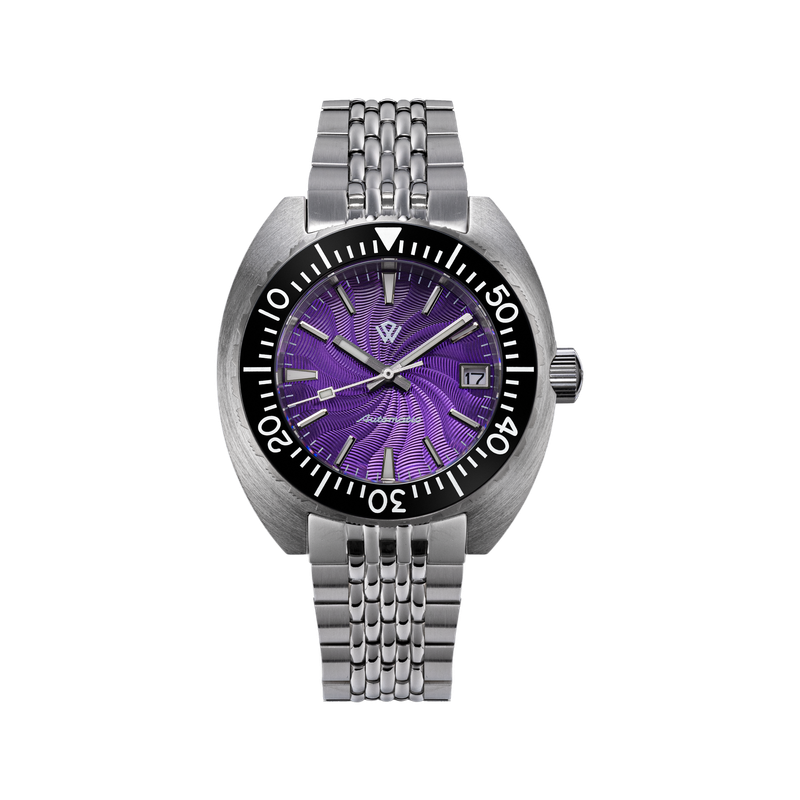 The Ocho - 42 mm diver watch automatic movment purple guilloche