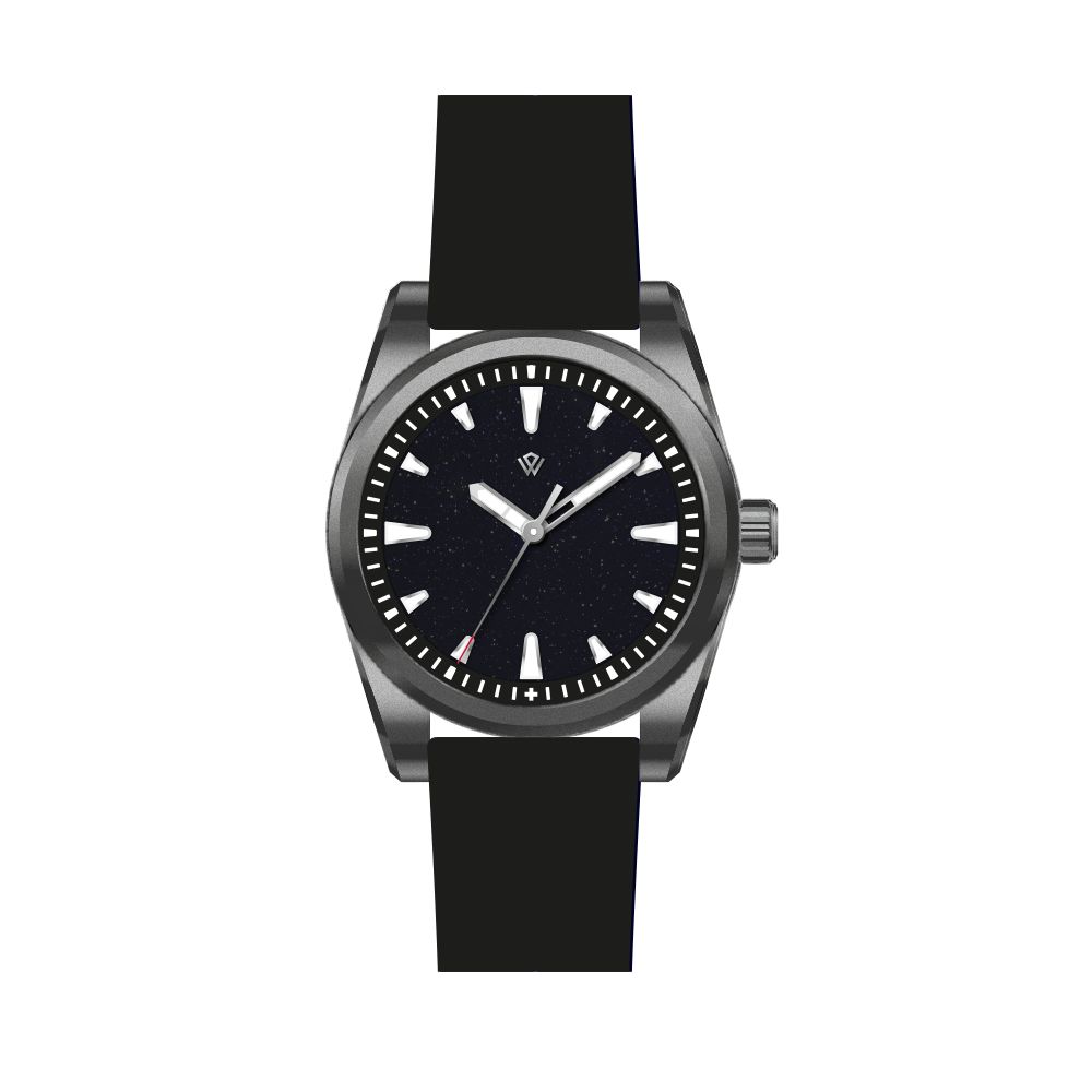 Basilea 39 mm – Black Aventurine Dial, Grade 5 Titanium, Soprod M100 (Pre-Order)