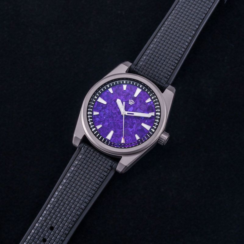 Basilea 39 mm – Purple Crystallized Titanium Dial, Grade 5 Titanium, Soprod M100