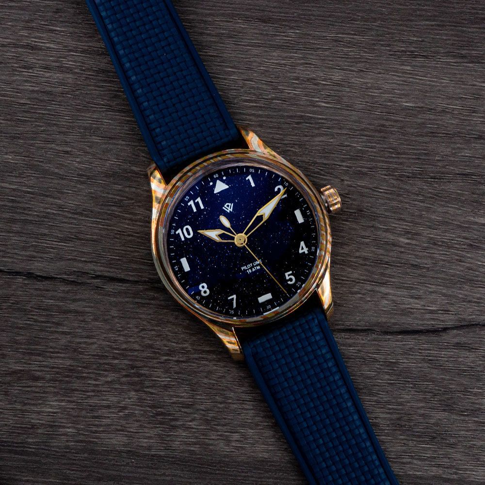 US STOCK Anniversary Flieger — Mokume Gane & Aventurine (NH38A No-date) – 40 mm