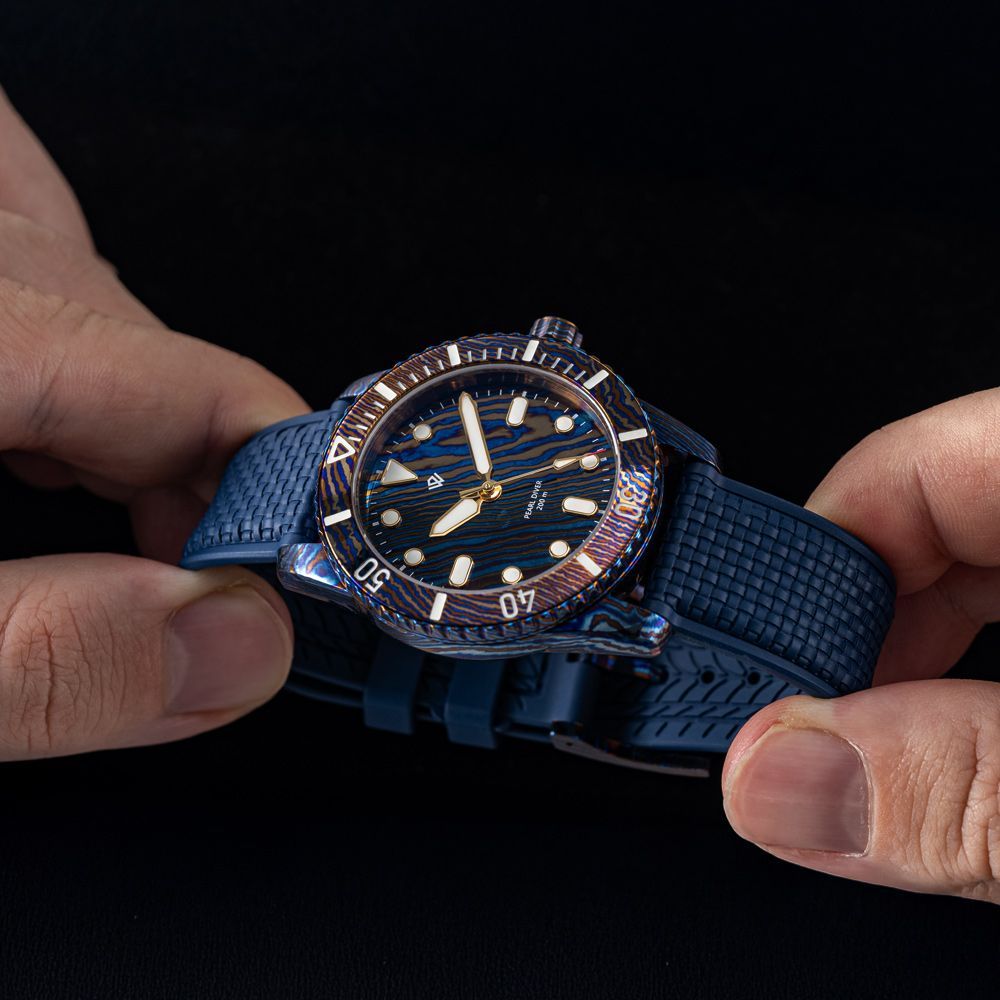Timascus Pearl Diver V2 39 mm, 200 m | Wicked Watch Co