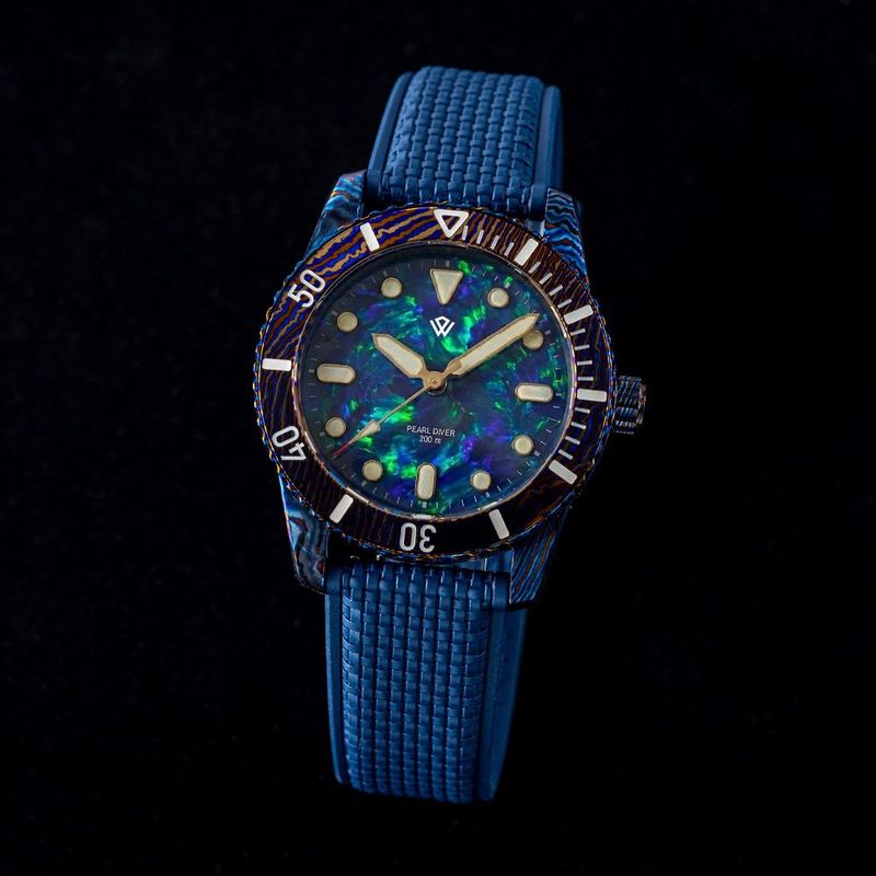 Full Timascus Pearl Diver V2 - Dark Blue Opal (39 mm, 200 m)