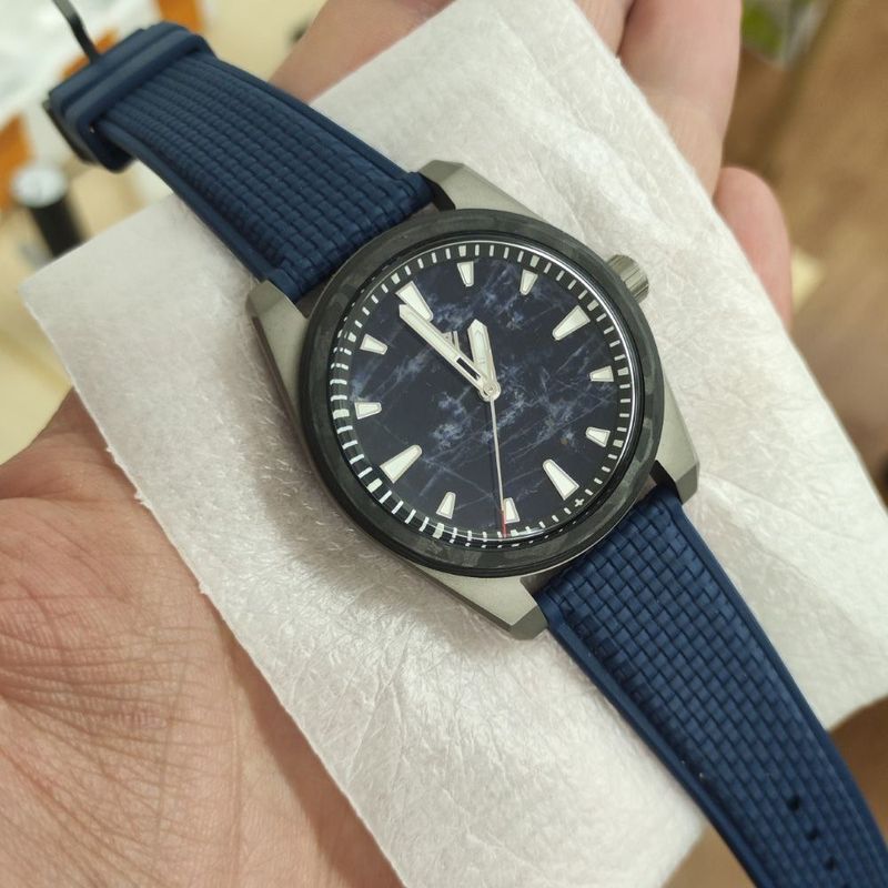 Basilea 39 mm – Blue marble Dial, Grade 5 Titanium, Soprod M100