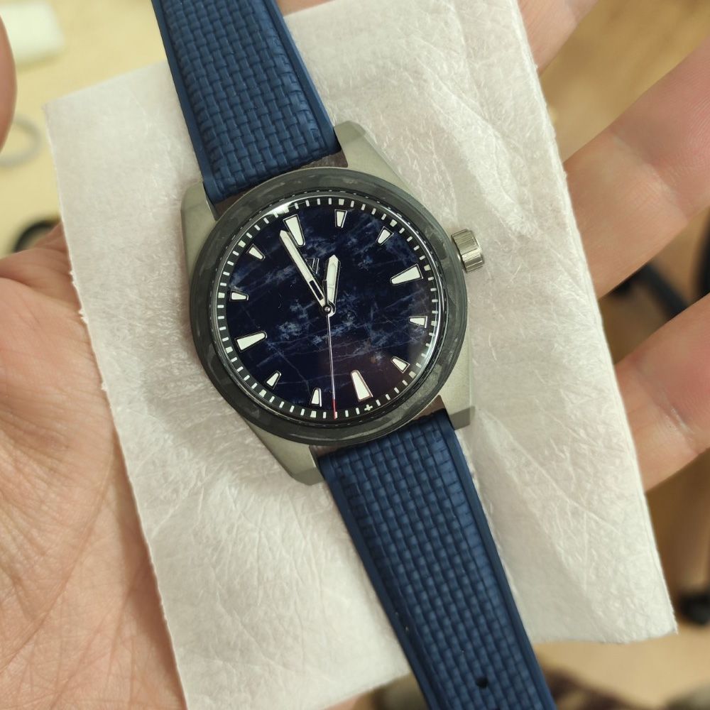 Basilea 39 mm – Blue marble Dial, Grade 5 Titanium, Soprod M100