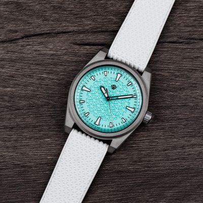 US STOCK · Basilea — Titanium Grade 5 (Ice Blue) · Soprod M100 | 39 mm Basilea Tiffany Blue dial — Swiss-Made titanium watch