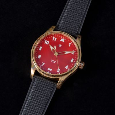 US STOCK Flieger — Mokume Gane & Orange Agate (NH38A No-date) – 40 mm