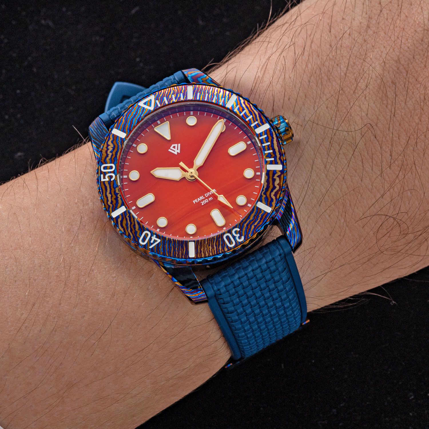 US STOCK Timascus Pearl Diver V2 - Orange Agate