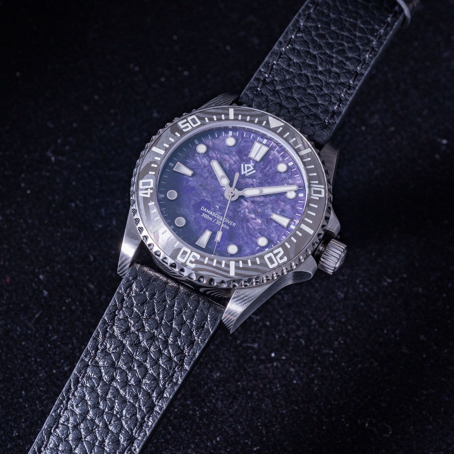 Damascus Diver — Charoite Dial | Swiss ETA Automatic Watch Damascus Diver — Charoite Dial | Swiss ETA Automatic Watch