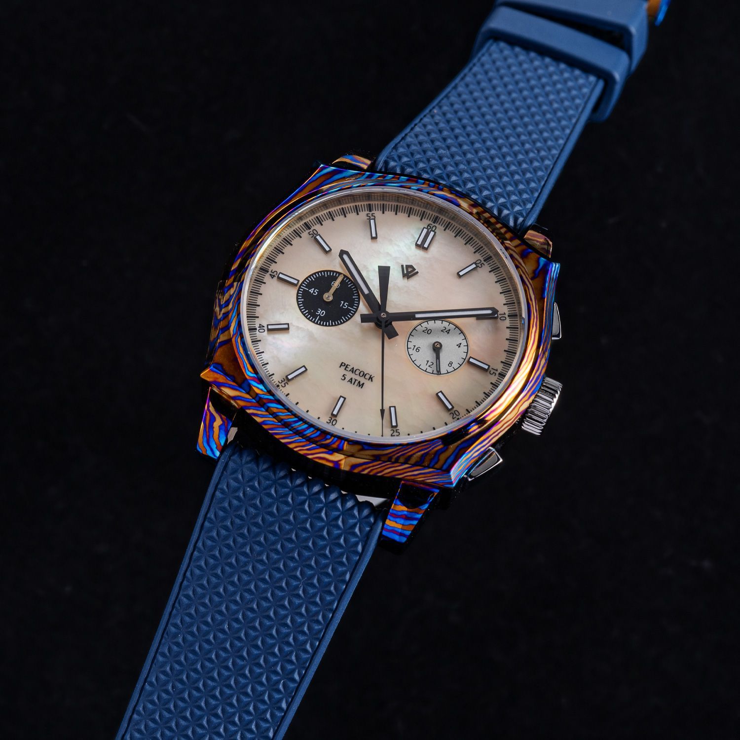 Peacock Timascus Chronograph - Ivory MOP VK64A Peacock Timascus Chronograph - Ivory MOP VK64A