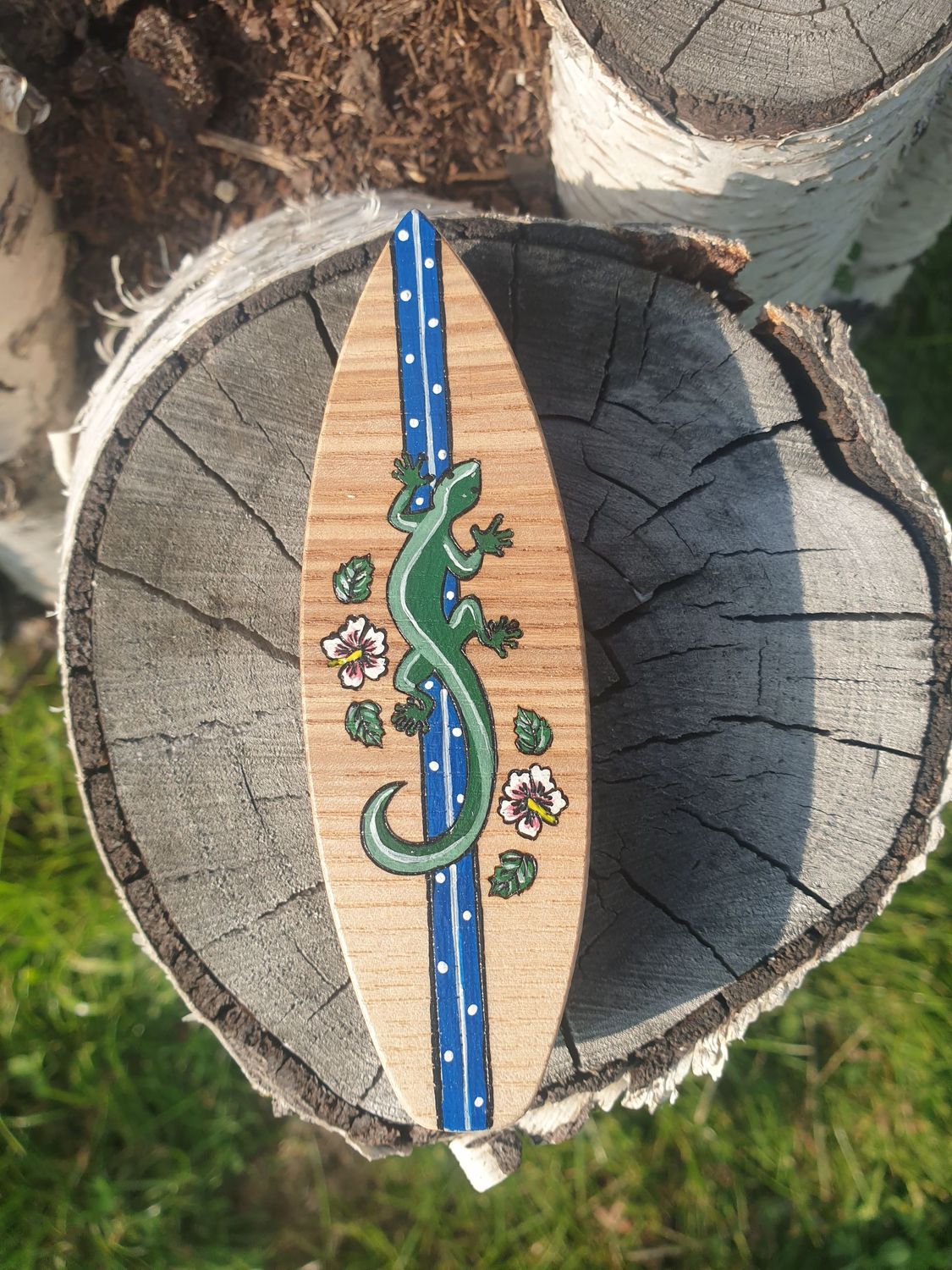 Décos d'été pour truck de saison, Taille du modèle: Pour Truck de saison petit modèle 21 x 11 cm, Type de modèle: Surf lézard Bleu