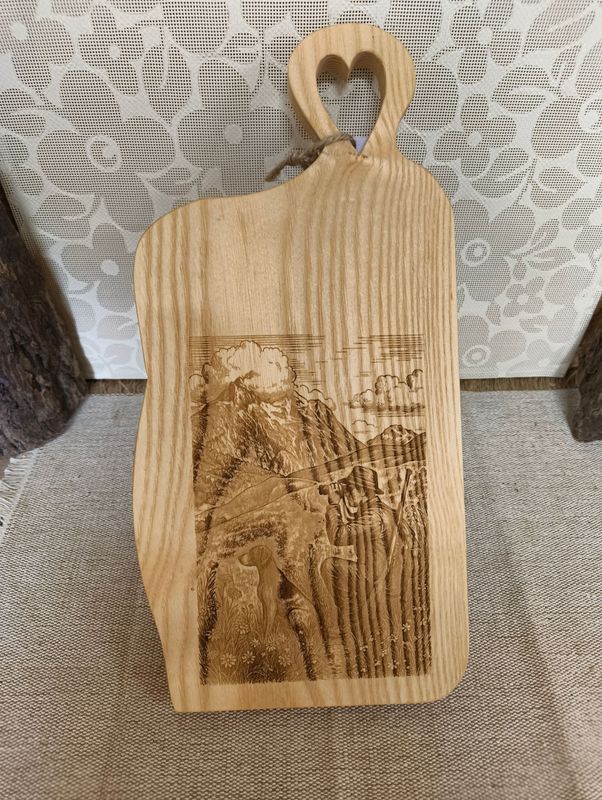Planche à découper manche coeur thème CHASSE