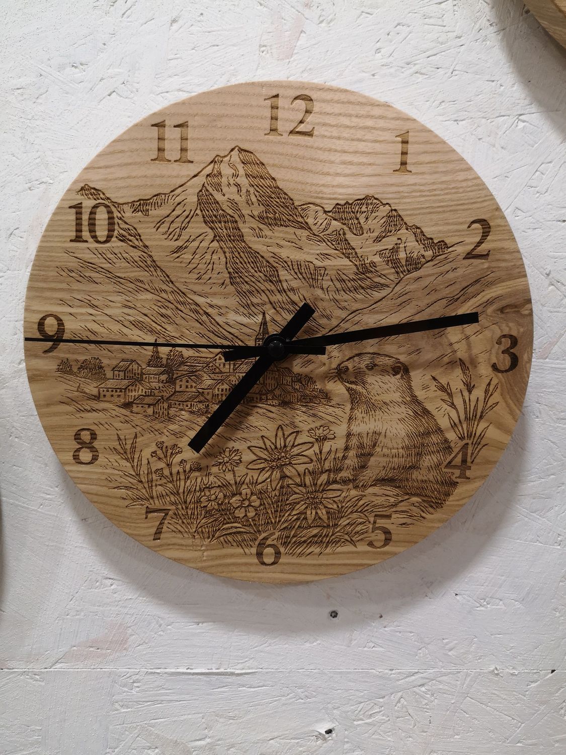 Horloge Paysage montagne, marmotte Horloge Paysage montagne, marmotte