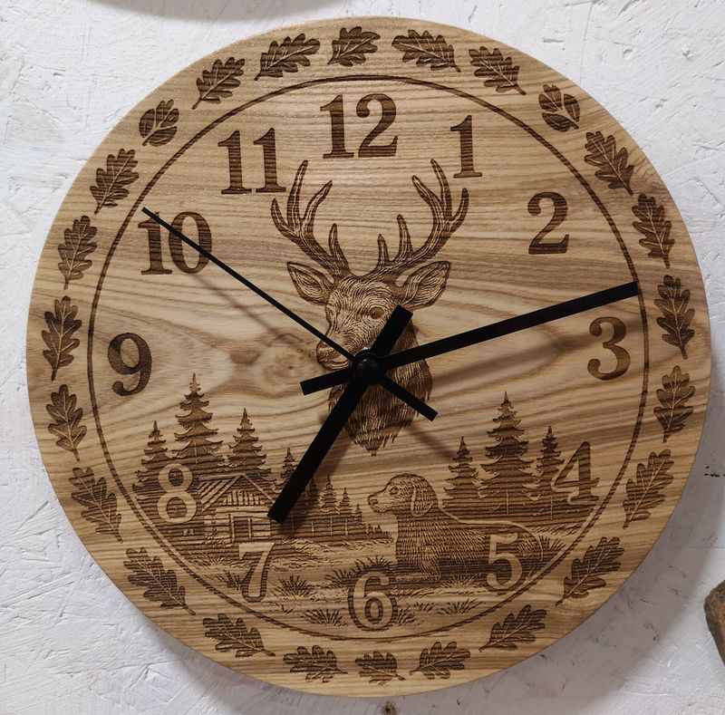 Horloge cerf, chien