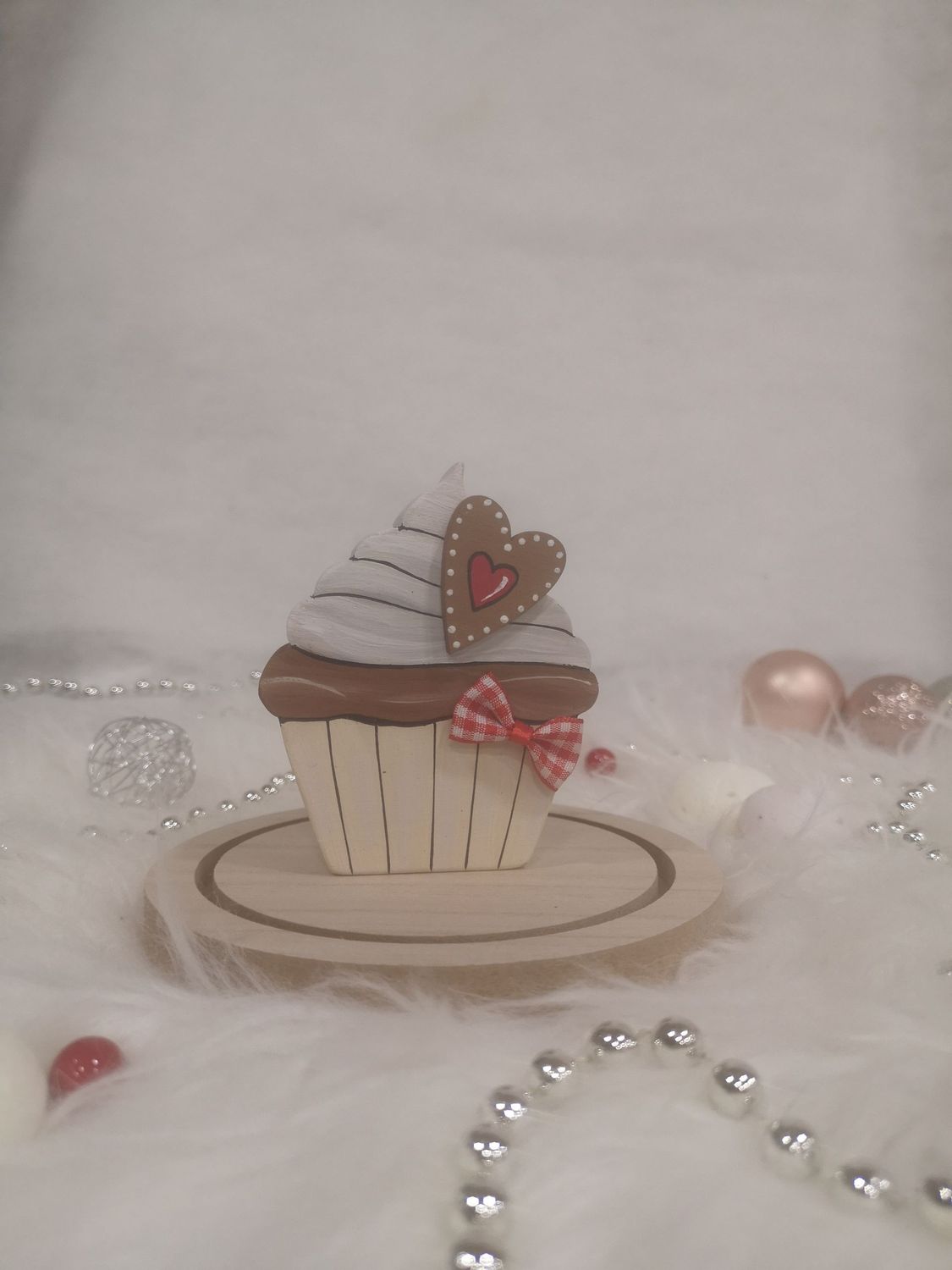 cup cake de Noel, choix du modèle: Cupcake Coeur noeud tissu